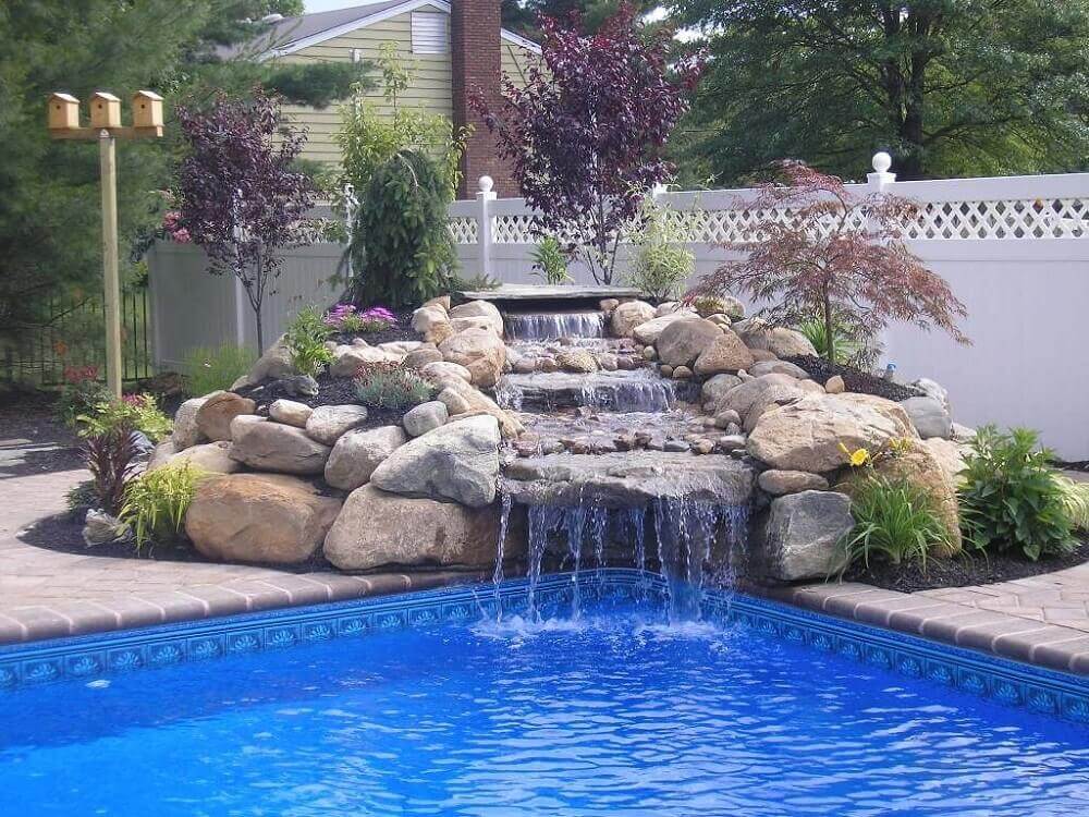 swimming pool with waterfalls