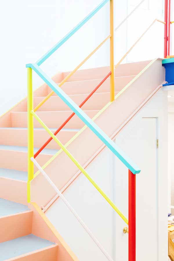 Staircase Railing Painted Rainbow
