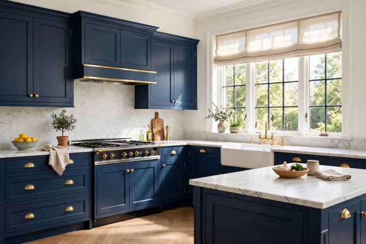 10 Navy Blue Kitchen Cabinet Ideas for Classic Contrast