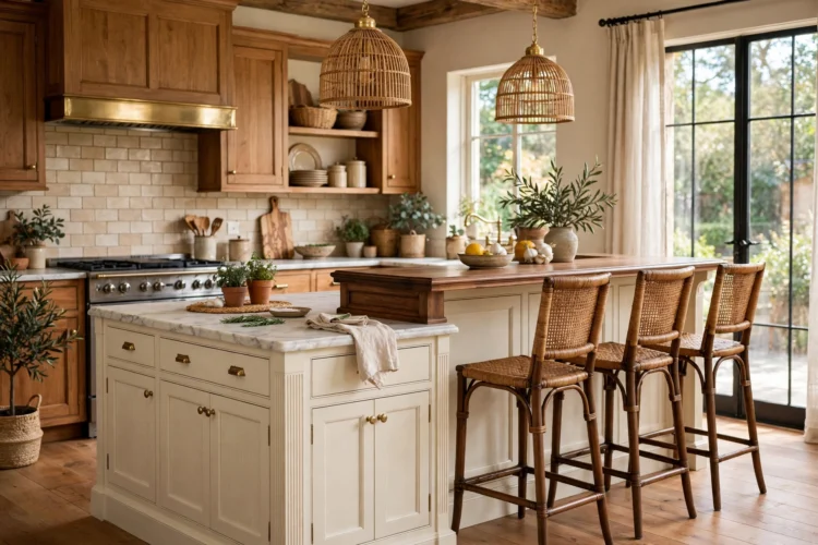 Classic two tier kitchen island with raised bar seating