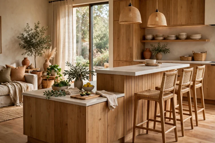 Split-level peninsula with raised bar seating