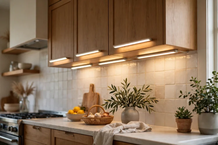 Linkable LED bar lights under cabinets