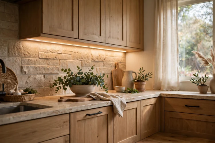 Tunable white LED strips under kitchen cabinets
