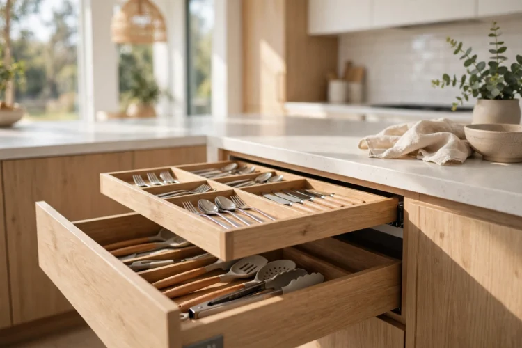Two-tier drawer insert doubling shallow drawer space