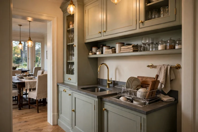 Butler's pantry ideas with a second sink and dish station