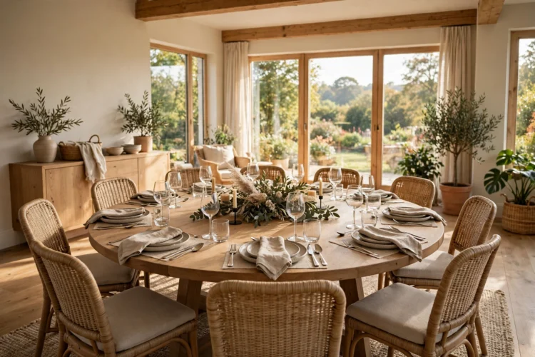 Large 60 inch round dining table set for eight people