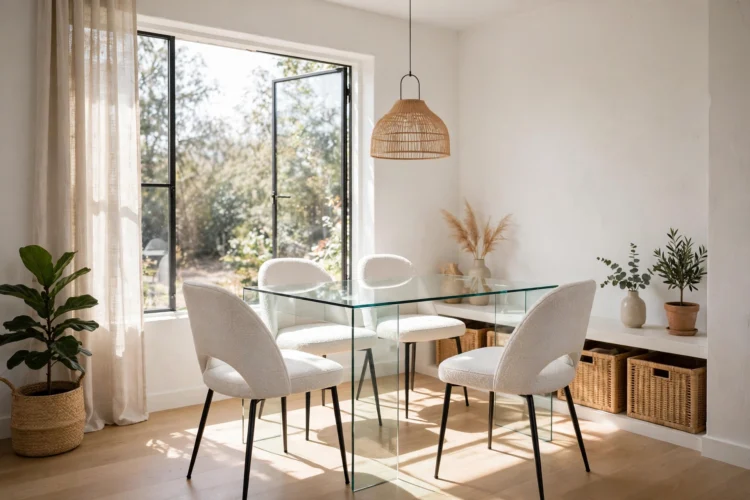 11 Glass Dining Table Ideas That Open Up Small Spaces