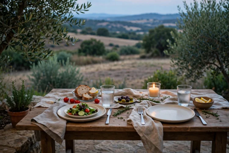 Simple relaxed table setting for a weeknight family dinner