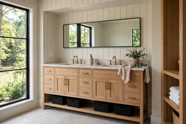 Bathroom vanity chosen to match the room layout and finishes