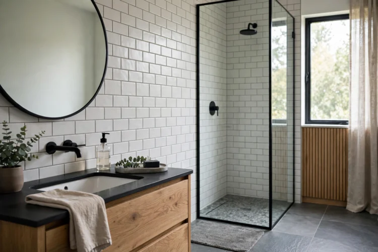 Matte subway tile finish in a modern bathroom