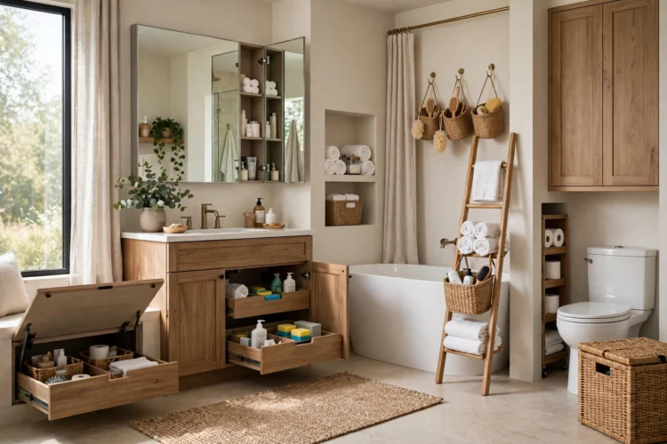 10 Bathroom Storage Ideas That Hide the Everyday Clutter