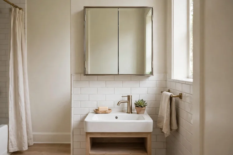 Mirror cabinet above a small bathroom sink
