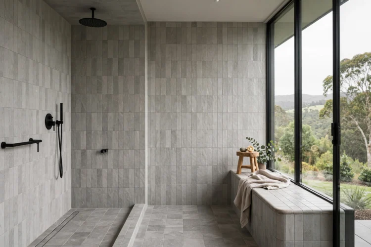 Fully tanked wet room with floor to ceiling tile